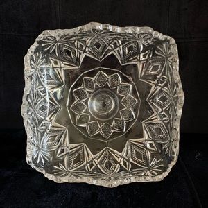 Vintage Etched Glass Pedestal Candy Dish